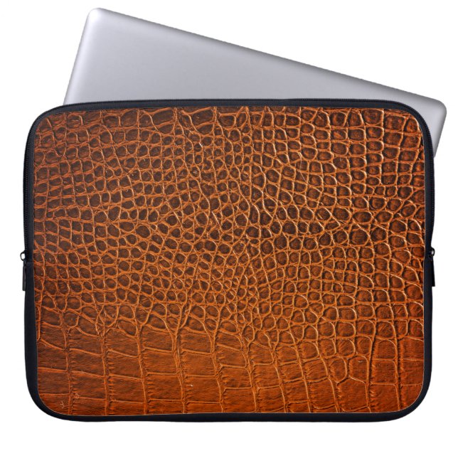 Housse Pour Ordinateur Portable Cuir de crocodile Brown (Devant)