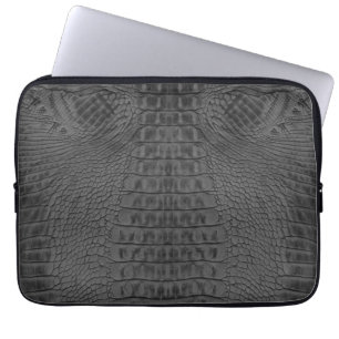 Housse Pour Ordinateur Portable Cuir de crocodile noir