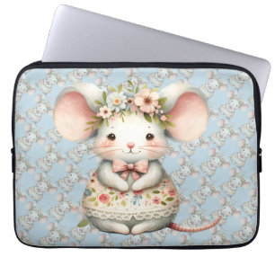 Housse Pour Ordinateur Portable Cuisine Florale Souris Couronne Fleur