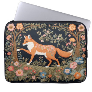 Housse Pour Ordinateur Portable Curieux Fox Faux Broderie Élégant Floral