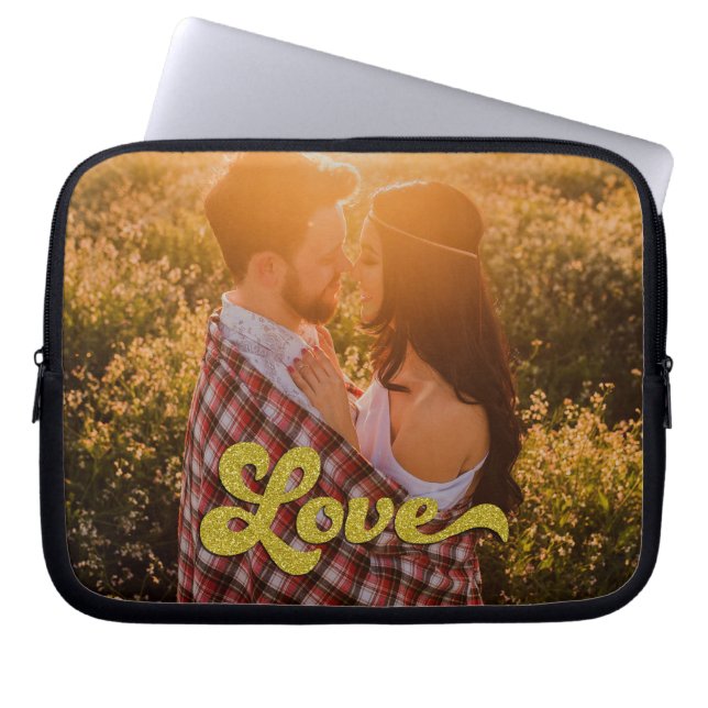 Housse Pour Ordinateur Portable Custom Photo with Gold Love Overlay (Devant)