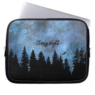 Housse Pour Ordinateur Portable Custom Text Pine Forest Night