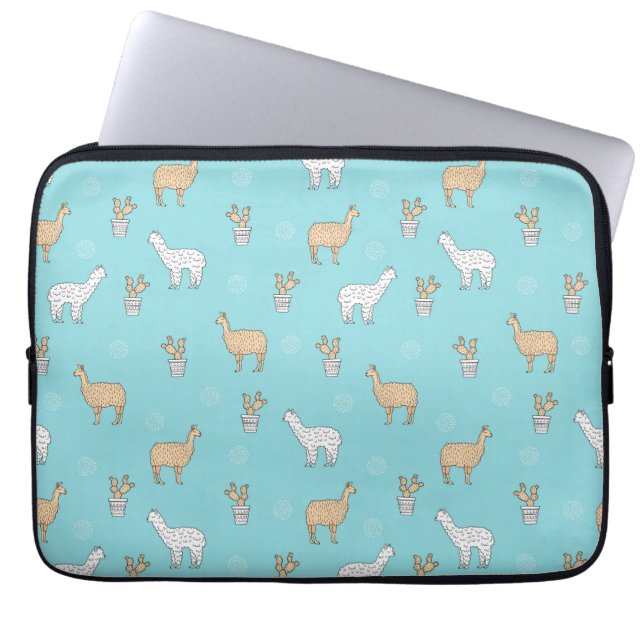 Housse Pour Ordinateur Portable Cute Alpaca Llama Cactus Motif (Devant)