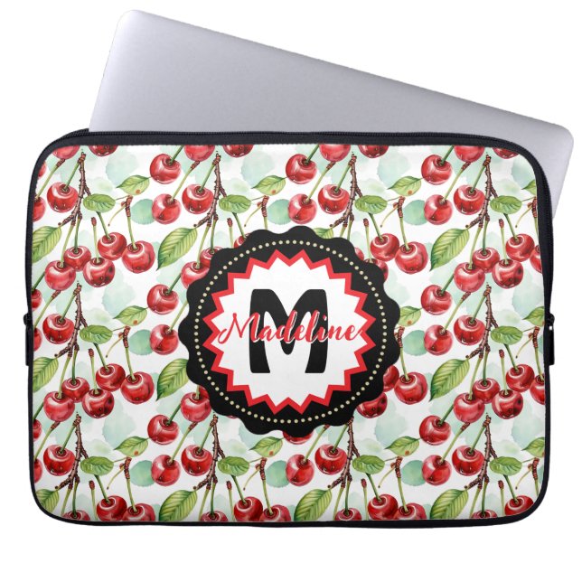 Housse Pour Ordinateur Portable Cute Aquarelle Cerisier Motif personnalisé (Devant)