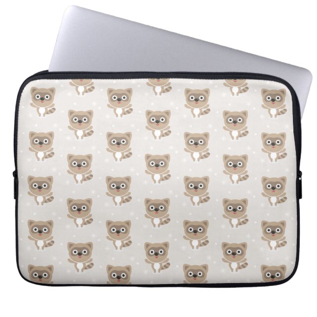 Housse Pour Ordinateur Portable Cute Cartoon Raccoons Winter Pattern (Devant)