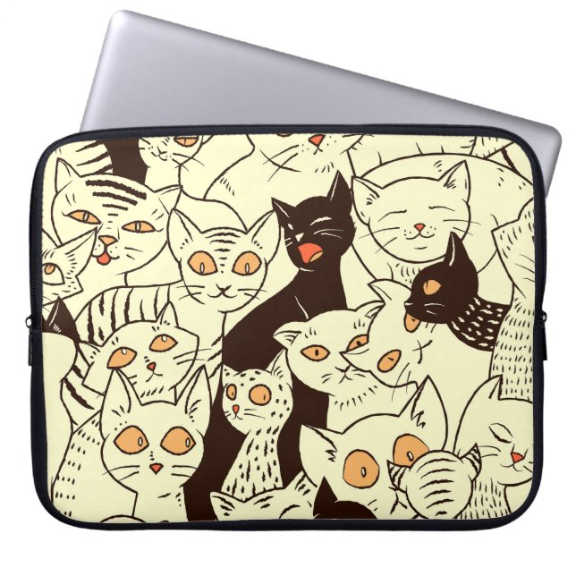 Housse Pour Ordinateur Portable Cute Cats Vintage Motif papier peint (Devant)