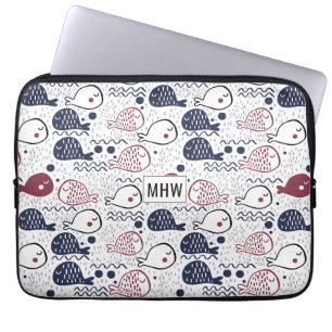 Housse Pour Ordinateur Portable Cute Fish Motif personnalisées monogramme manches 