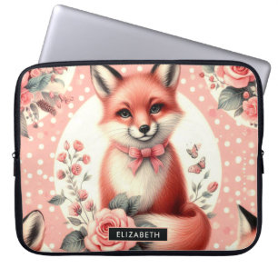 Housse Pour Ordinateur Portable Cute Floral Baby Fox