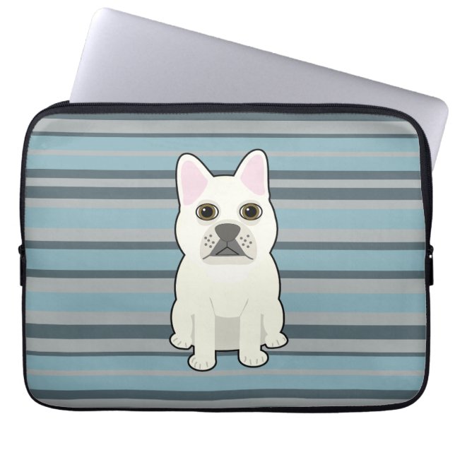 Housse Pour Ordinateur Portable Cute French Bulldog Blue Striped (Devant)