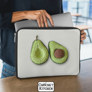 Housse Pour Ordinateur Portable Cute Green Cottagecore Crochet Avocado Monogram