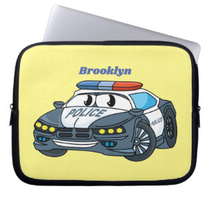 Housse Pour Ordinateur Portable Cute happy police car cartoon illustration