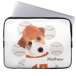 Housse Pour Ordinateur Portable Cute Jack Russell Chien Baseball Jersey et Balls