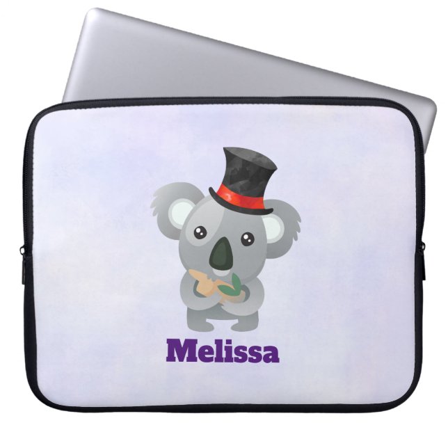 Housse Pour Ordinateur Portable Cute Koala dans un chapeau noir (Devant)