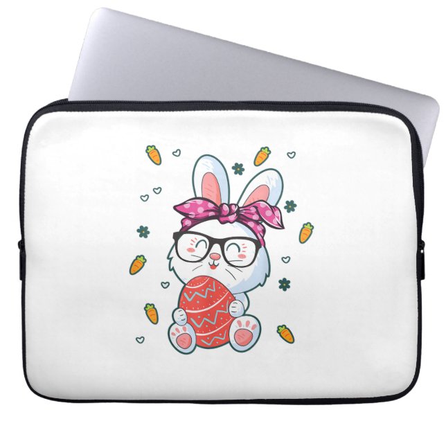 Housse Pour Ordinateur Portable Cute Nerd Easter Day Bunny Funny Rabbit Graphic (Devant)