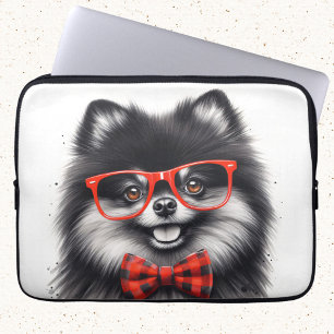 Housse Pour Ordinateur Portable Cute Nerd rouge Pomeranian