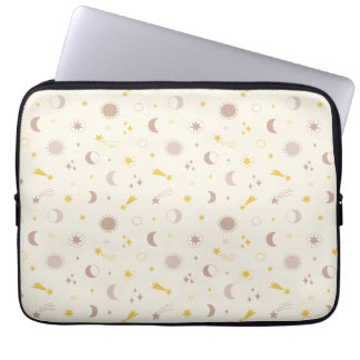Housse Pour Ordinateur Portable Cute Space Sun Moon et Stars sur la crème