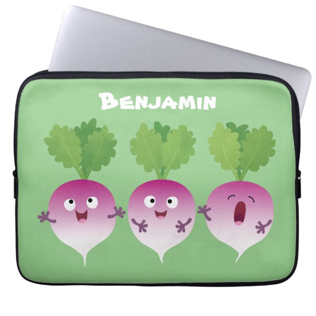 Housse Pour Ordinateur Portable Cute turnip légumes trio chanter dessin animé (Devant)