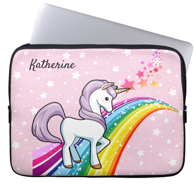Housse Pour Ordinateur Portable Cute Unicorn Sur Un Arc En Arc En Arc En Arc En Ar (Devant)