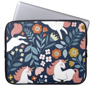 Housse Pour Ordinateur Portable Cute Unicornes Floral Vintage Motif