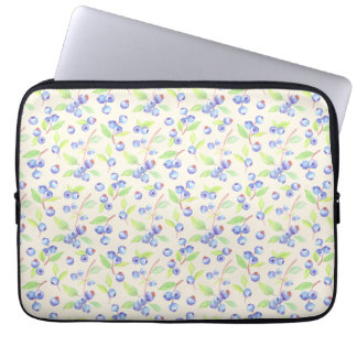 Housse Pour Ordinateur Portable Cute Watercolor Blueberry Botanical Pattern