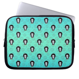 Housse Pour Ordinateur Portable Cute Winter Penguins over Teal and Mint Green