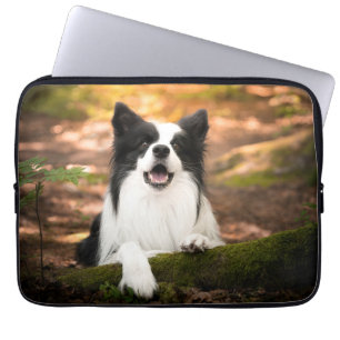 Housse Pour Ordinateur Portable Cutest Baby Animals   Black and White Border Colli