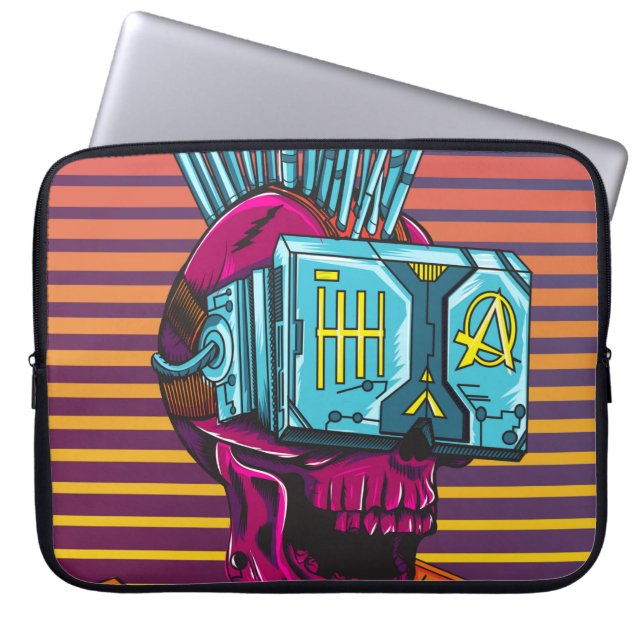 Housse Pour Ordinateur Portable Cyber Skull Virtual Reality Cyberpunk disquette (Devant)
