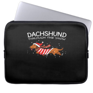 Housse Pour Ordinateur Portable Dachshund à travers la neige Funny Dog Noël Cla