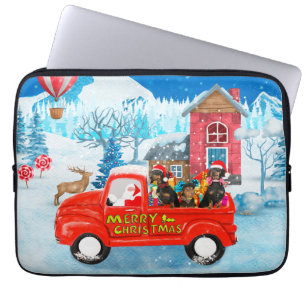 Housse Pour Ordinateur Portable Dachshund Chien en livraison de Noël Camion Neige