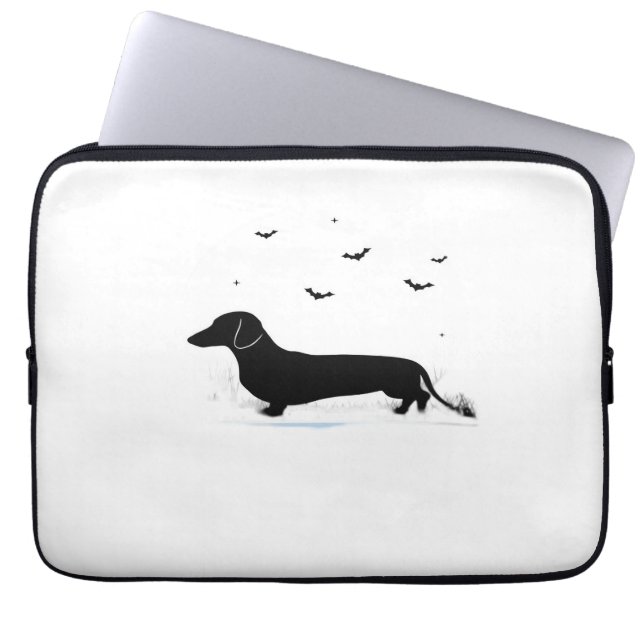 Housse Pour Ordinateur Portable Dachshund Chien - Halloween Moon Silhouette Classi (Devant)
