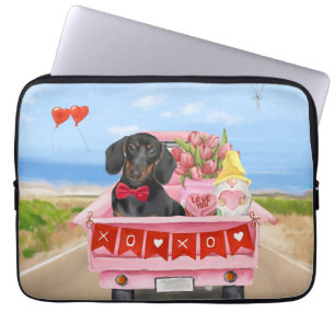 Housse Pour Ordinateur Portable Dachshund Chien Saint-Valentin Coeurs de Camion