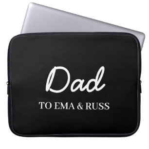 Housse Pour Ordinateur Portable Daddy Noms Modernes d'Enfants Fête des Pères Noir