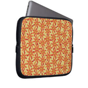 Housse Pour Ordinateur Portable Daisy Floral Retro Sunburst en Jaune Chaud