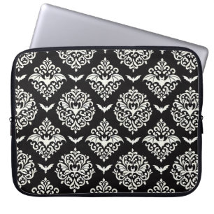 Housse Pour Ordinateur Portable Damas de chaume noir et blanc