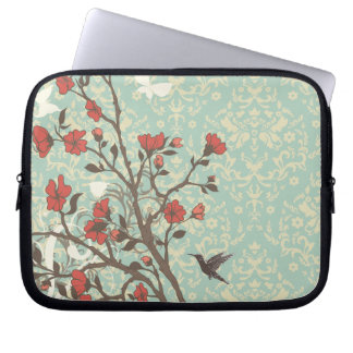 Housse Pour Ordinateur Portable Damassé florale vintage de remous + douille