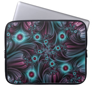 Housse Pour Ordinateur Portable Dans la profondeur Bleu rose Abstrait Fractal Art
