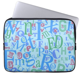 Housse Pour Ordinateur Portable De A à Z Blue Epic Type Fun Design