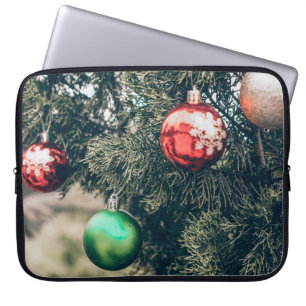 Housse Pour Ordinateur Portable Décor coloré de marbre de Noël sur un arbre. Vi