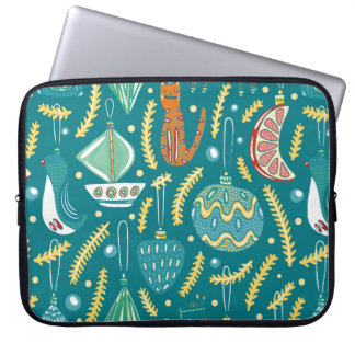 Housse Pour Ordinateur Portable Décorations de Noël sans couture motif. Bright col