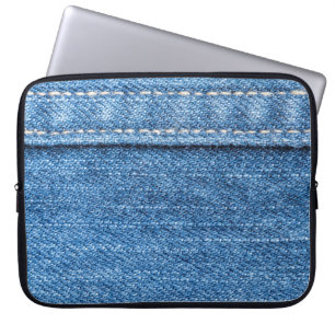 Housse Pour Ordinateur Portable Dénim Bleu : Jeans Classique Texture.