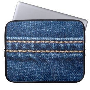 Housse Pour Ordinateur Portable Dénim piqué : texture du jean closeup.