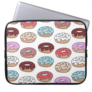 Housse Pour Ordinateur Portable Des beignets multicolores dessinés à la main sans