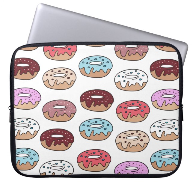 Housse Pour Ordinateur Portable Des beignets multicolores dessinés à la main sans  (Devant)