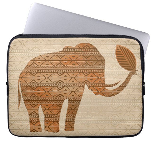 Housse Pour Ordinateur Portable Design d'art tribal des éléphants (Devant)