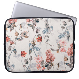 Housse Pour Ordinateur Portable design floral transparent avec fleur fond clair