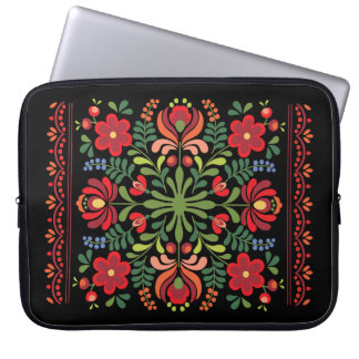Housse Pour Ordinateur Portable Design folklorique hongrois rouge et rose