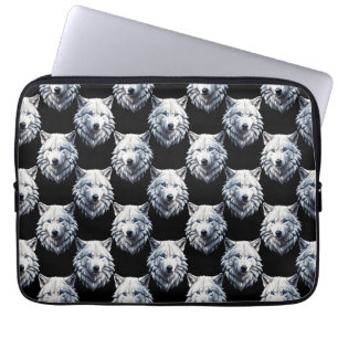 Housse Pour Ordinateur Portable Design Motif de tête de loup blanc