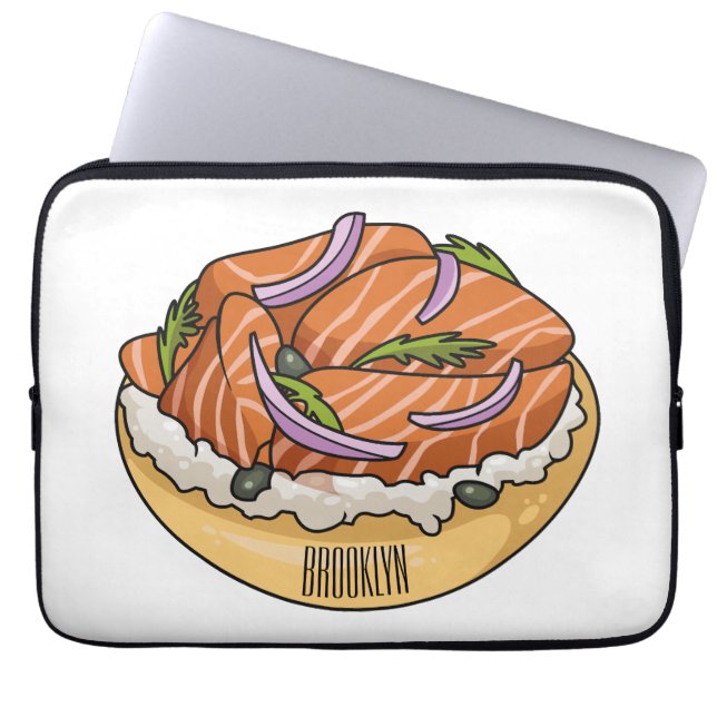 Housse Pour Ordinateur Portable dessin animé de bagel saumon (Devant)