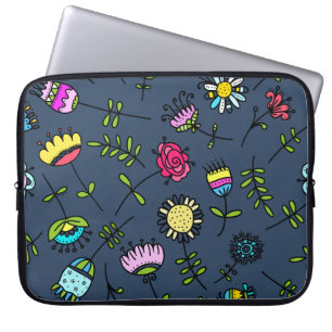 Housse Pour Ordinateur Portable Dessin artistique de motif floral fantaisiste