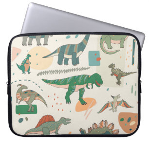 Housse Pour Ordinateur Portable Dessin de Dinosaur : jeu d'illustrations vintage.